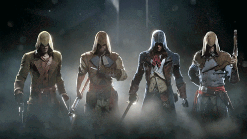 Group of Assassins Standing With Swords