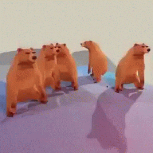 Group Of Bears Standing On A Hill GIF