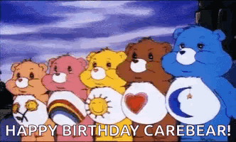 Group of Care Bears Saying Happy Birthday Carebear