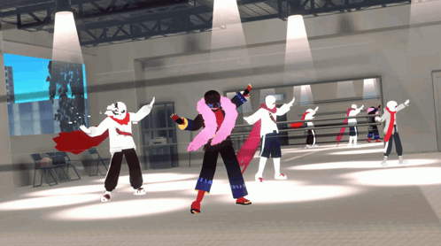 Group of Cartoon Characters Dancing