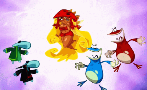 Group of Cartoon Characters Frog and Ladybug