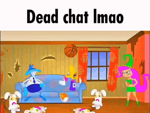 Group Of Cartoon Characters In Living Room Dead Chat Imao GIF