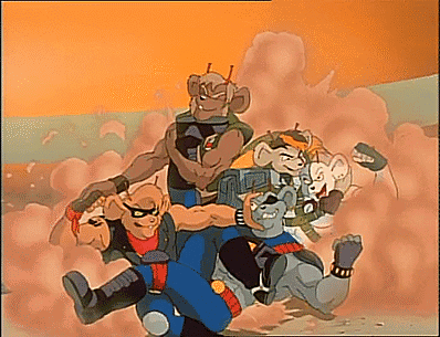 Group of Cartoon Characters in Pile of Smoke