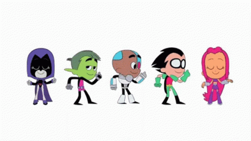 Group Of Cartoon Characters Standing Together GIF