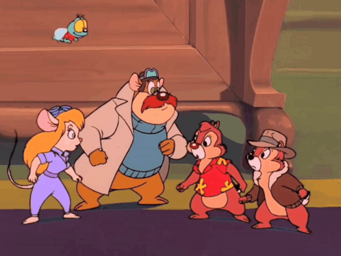 Group of Cartoon Characters With Bee in Background