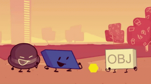 Group of Cartoon Characters With Box Saying Obj