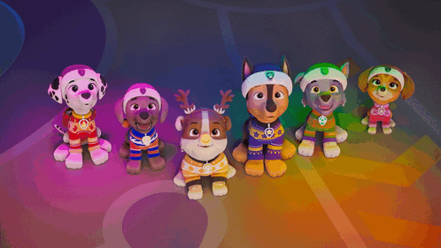 Group Of Cartoon Dogs Standing Together GIF