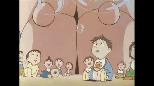 Group of Children Sitting in Front of Giant Woman Butt