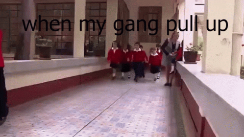 Group Of Children Walking Down Hallway When My Gang Pull Up GIF