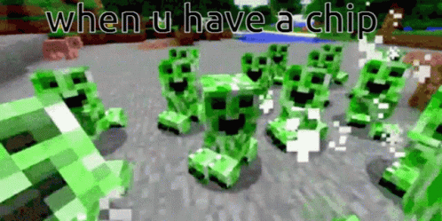 Group Of Creepers In Minecraft Field GIF
