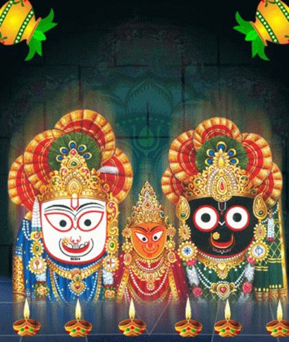 Group Of Deities With Candles GIF