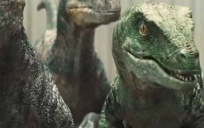Group Of Dinosaurs Looking At Camera GIF