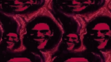Group Of Faces In Red And Black Painting GIF