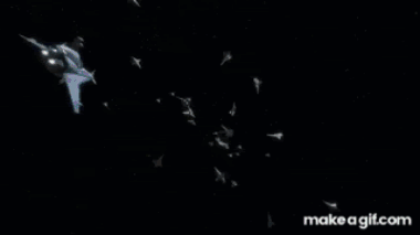 Group of Fighter Jets Flying in Dark Galaxy