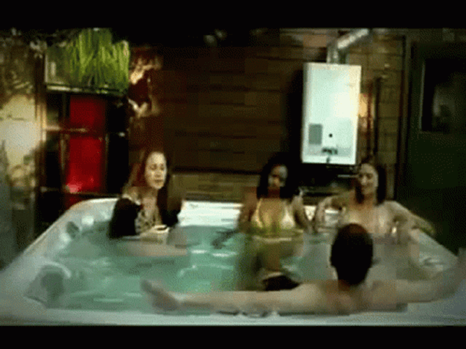 Group Of Friends In Hot Tub GIF