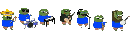 Group of Frogs Playing Instruments