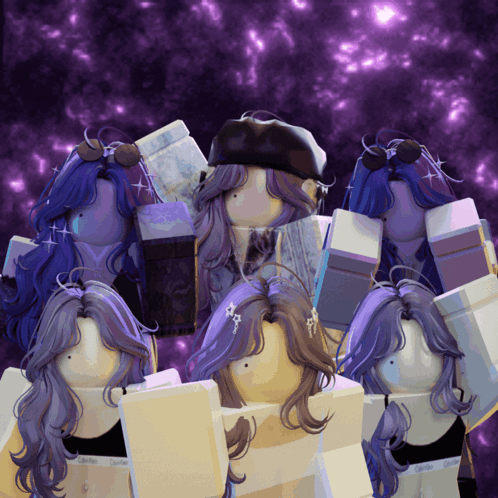 Group of Girls with Purple Hair Calvin Klein