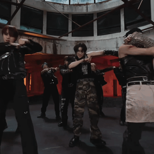 Group of Men Dancing in Dome Room