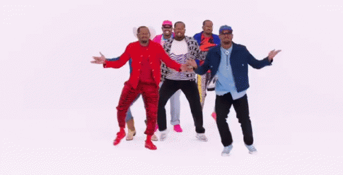Group Of Men Dancing Together In A Row GIF