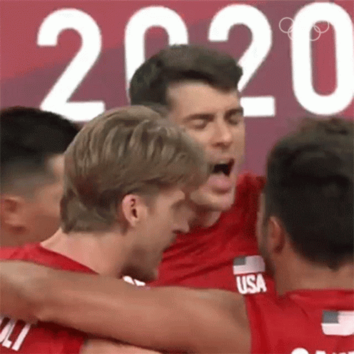 Group Of Men Hugging 2020 Sign GIF