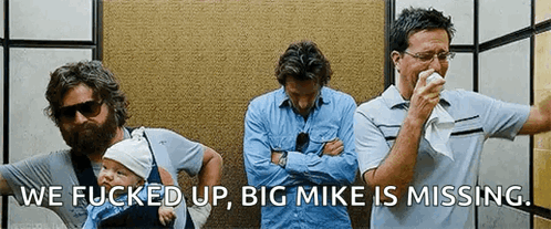 Group Of Men In Elevator Saying We Fucked Up Big Mike Is Missing GIF