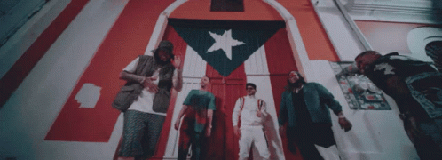 Group of Men in Front of Star Flag