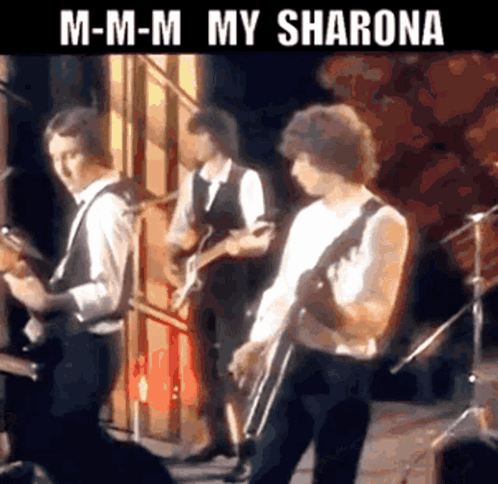Group of Men Playing Guitars Saying M-M-M My Sharona