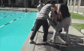 Group Of Men Pool Trick Fails GIF