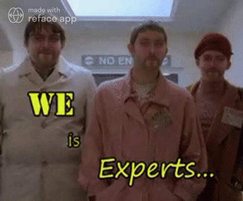 Group of Men Saying We Is Experts
