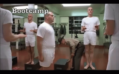 Group Of Men Standing In Gym Bootcamp GIF