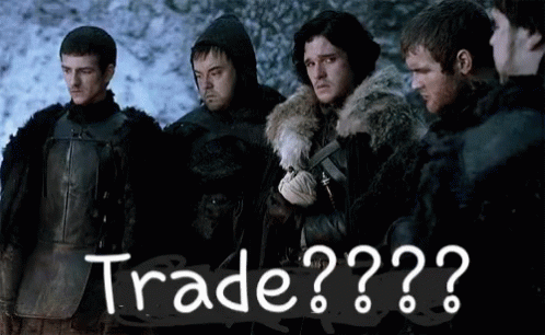 Group Of Men Standing Side By Side Saying Trade GIF