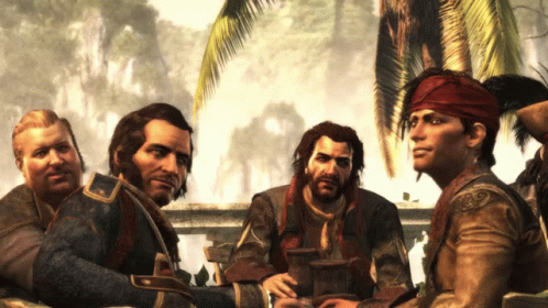 Group of Men Talking at Table