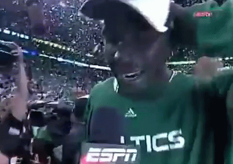 Group Of Men Watching Basketball In Stadium GIF