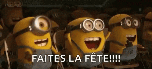 Group Of Minions With Mouths Open Faites La Fête GIF