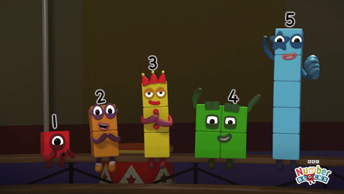Group of Number Blocks on Stage