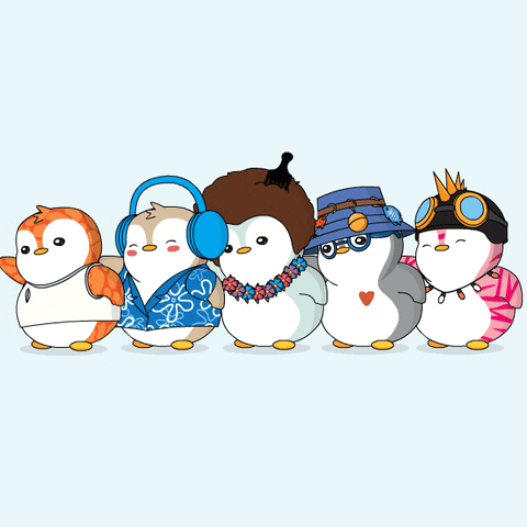 Group of Penguins in Outfits
