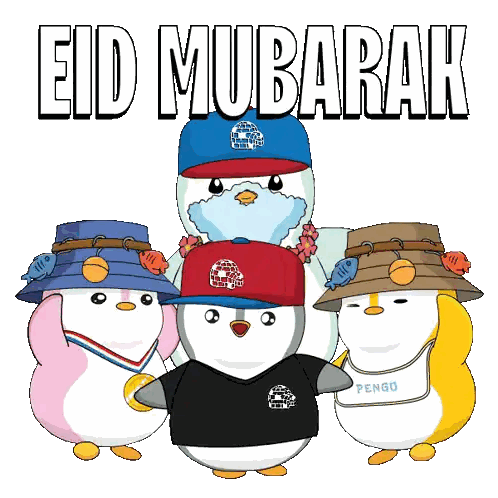 Group Of Penguins With Eid Mubarak