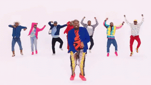 Group Of People Dancing On Pink Background GIF