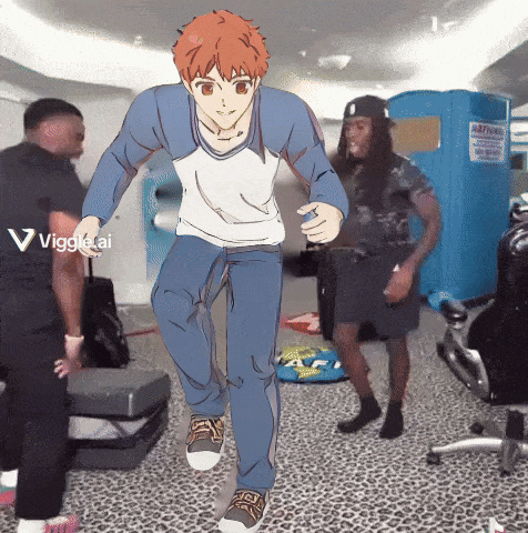 Group Of People Dancing With Warning Sign GIF