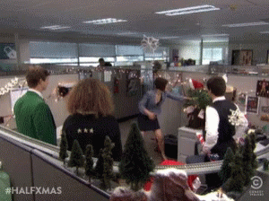 Group Of People In Christmas Office Cubicle #Halfxmas GIF