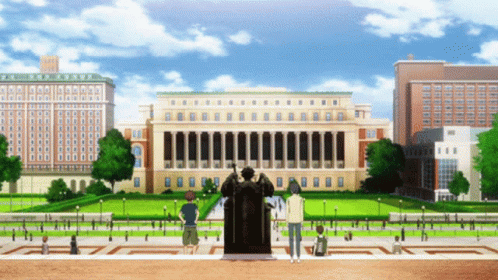 Group Of People In Front Of Building GIF