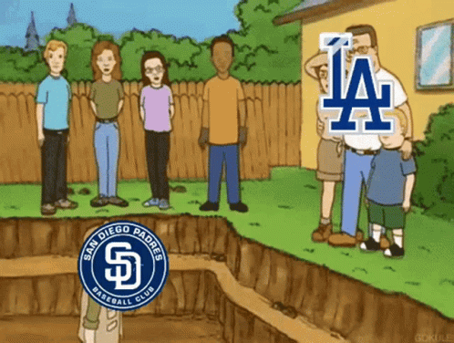 Group of People in Front of Padres Logo