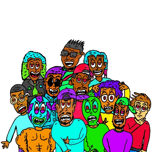 Group of People Including Shirtless Man