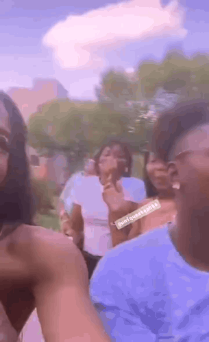 Group of People Laughing in Park