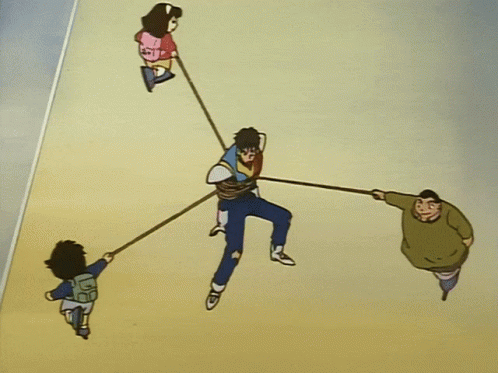 Group Of People Led By Dogs GIF