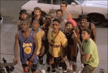 Group of People One in Lakers Jersey