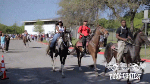 Group Of People Riding Horses Donk Contest GIF