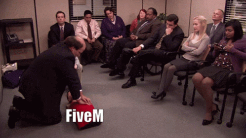 Group Of People Sitting In Room With Fivem GIF