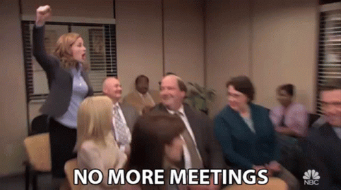 Group of People Sitting With No More Meetings