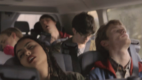 Group of People Sleeping in Back of Van